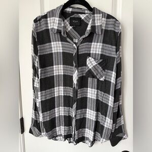 Rails Black and White Plaid Flannel Button Down Shirt